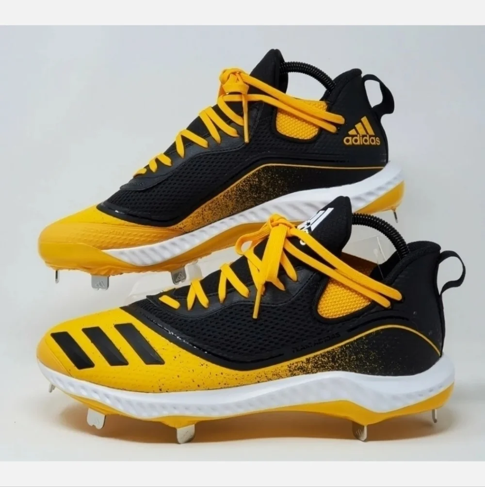 Adidas Icon V Bounce Cleats Baseball Shoes Yellow Black G28251 Men's Sz 14 New